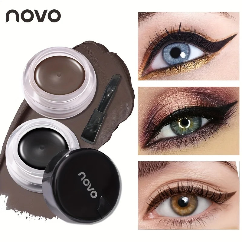 Portable Gel Eyeliner Black and Brown Water Proof Smudge Proof Eyeliner Cream Quick Drying Last for All Day Long Brow Eyeliner 260626 - view 1