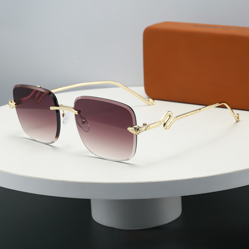2026 New Designer Spirit Snake Mirror Leg Personalized Retro Luxury High End Frameless Sunglasses For Women Gradually Changing Color Fashion Trend Sun - view 5