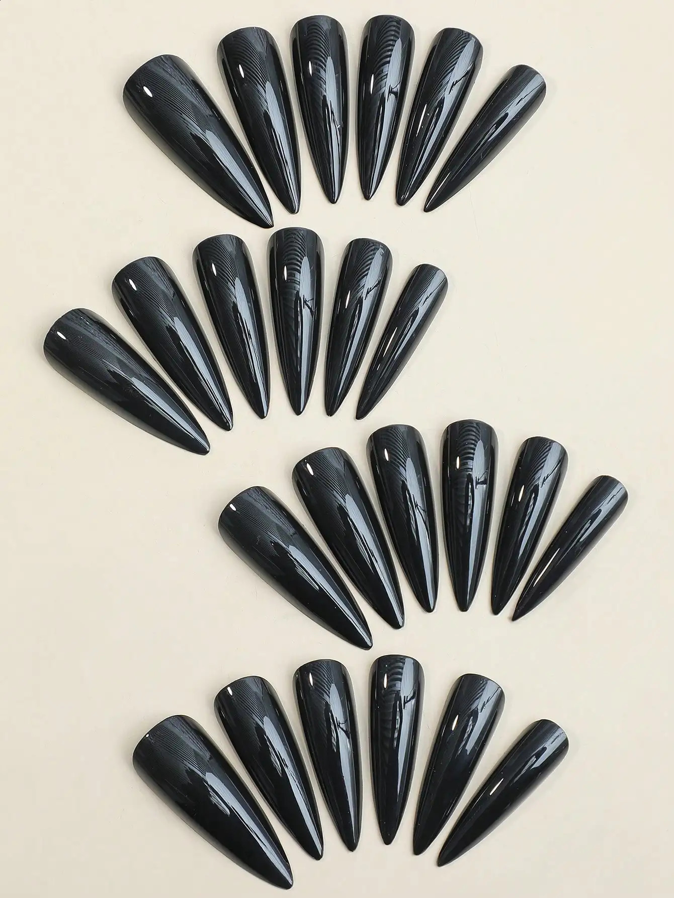 24Pcs Black Long Stiletto Press On Nails Fashion Minimalist Style Fake Glossy Full Cover False For Women Girls Daily 260625 - view 3