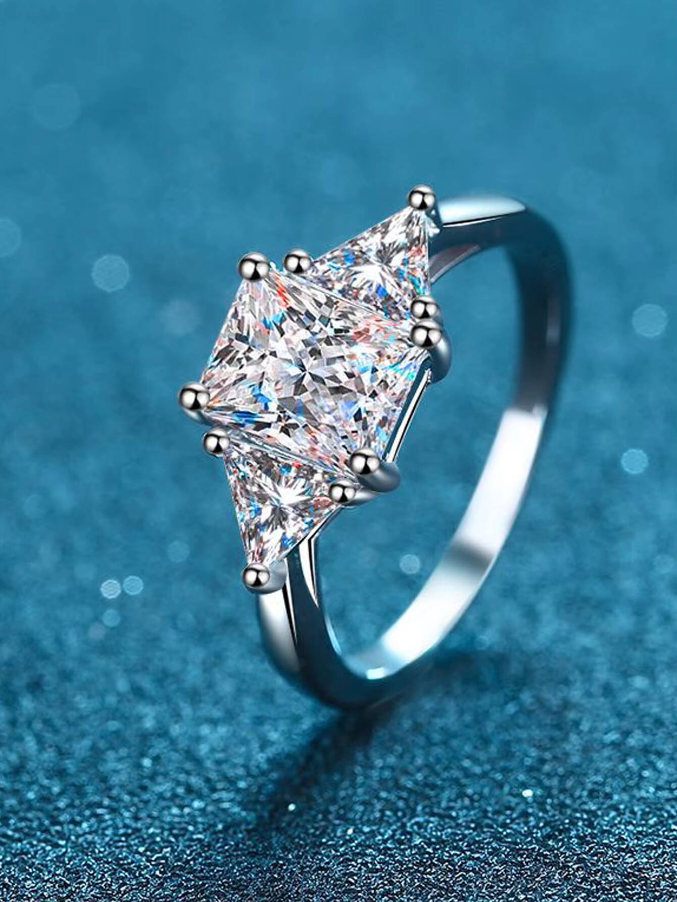 Luxury Vintage 925 Sterling Silver Moissanite Wedding Ring Set Diamond 18K Gold Plated Sterling Silver Moissanite Ring - view 3