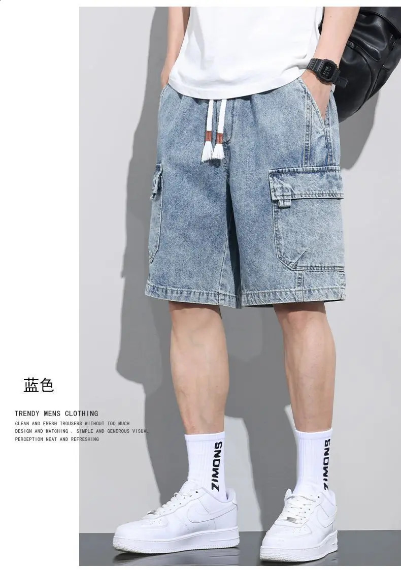 2026 Baggy Cargo Denim Shorts Men Y2K Vintage Drawstring Jorts High Street Hip Hop Fashion Blue Short Jean Pants for Summer 260625 - view 3