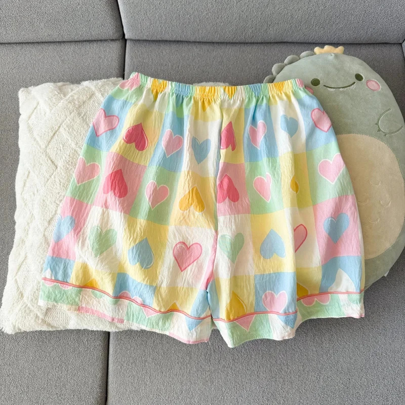 Women Summer Lapel Open Front Pajama Set Short Sleeve Top Shorts Sweet Ins Teen Loungewear Casual Daily Outdoor Home Wear Suit 260625 - view 5