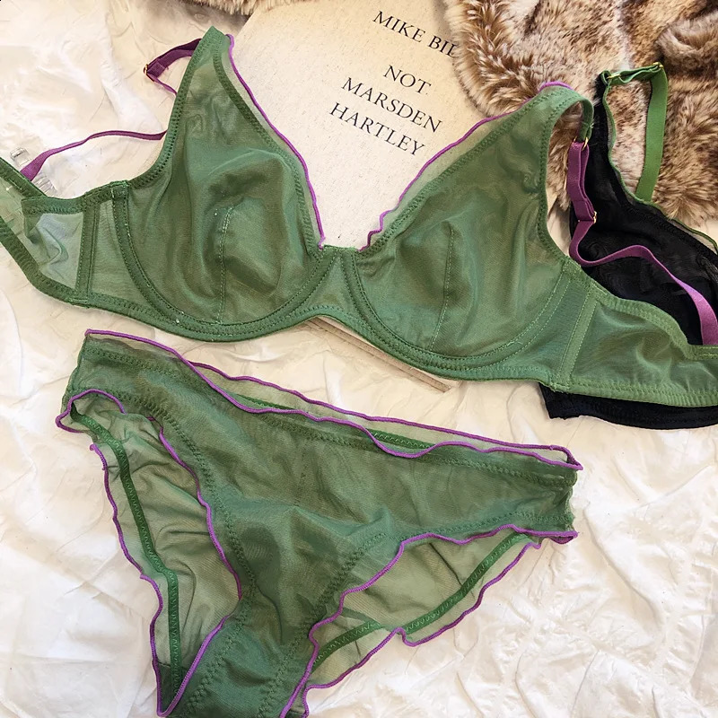 French Ultra Thin Bralette for Women Underwear Top Sexy Deep V Push Up Bra Set Summer Comfort Breathable Lingerie and Panties 260626 - view 6