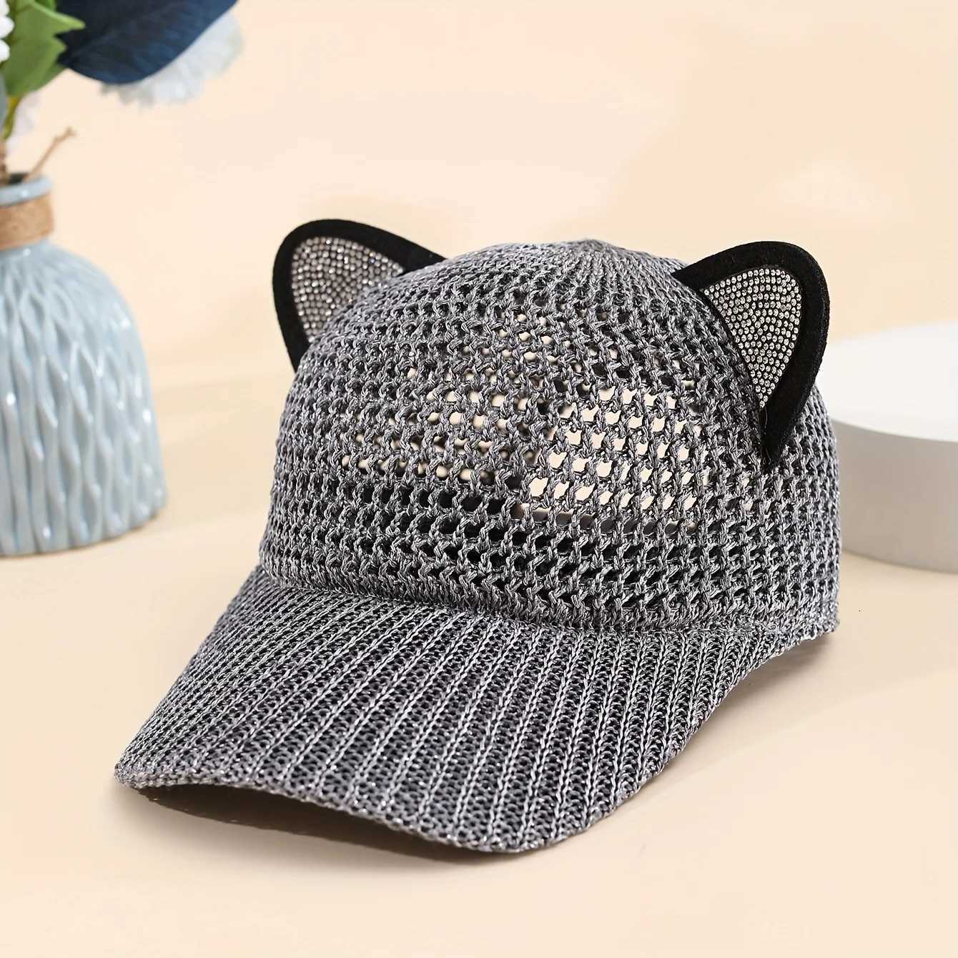 Cute Mesh-Accent Cat-Ear Baseball Trendy Womens Summer Hat featuring a Lightweight Breathable and Openwork Design M260626 - view 7