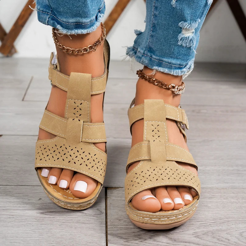 2026 Summer Women Wedge Sandals Premium Orthopedic Open Toe Vintage Antislip Casual Shoes Female Platform Retro 260626 - view 7