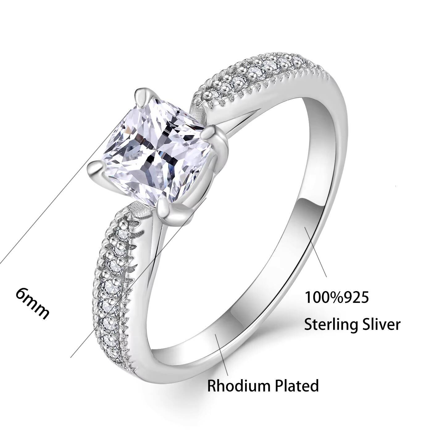 QX Classic Luxury Real Solid 925 Sterling Silver Black Rhodium Plated Flower Design Prong Set 10Ct Moissanite Wedding Ring - view 6