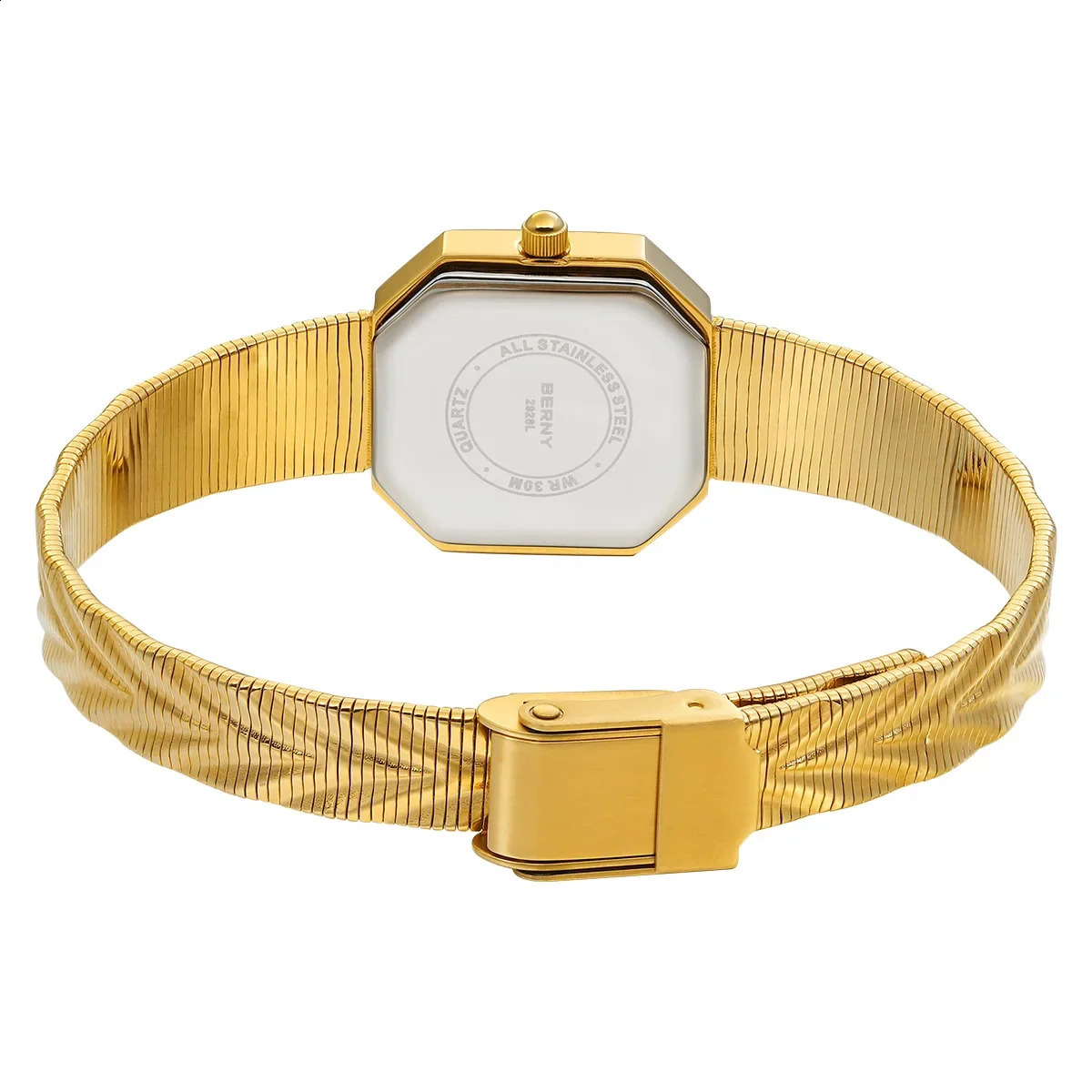 BERNY Gold Watch for Women Grit Dial Octagonal Ladies Quartz Wristwatch Stainless Steel Women Small Golden Watch y Watches 260625 - view 7