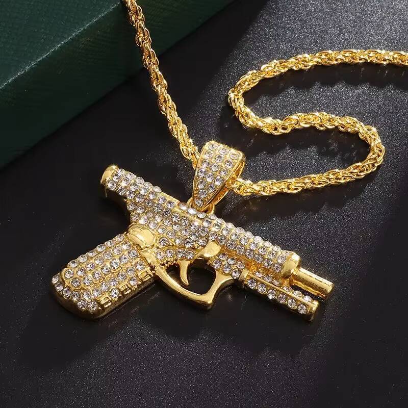 Bling Iced Out Men's Submachine Gun Pendant Necklace Cool Hip-Hop Rock Punk Style Street Party Jewelry Gift Made of 925 Silver - view 4