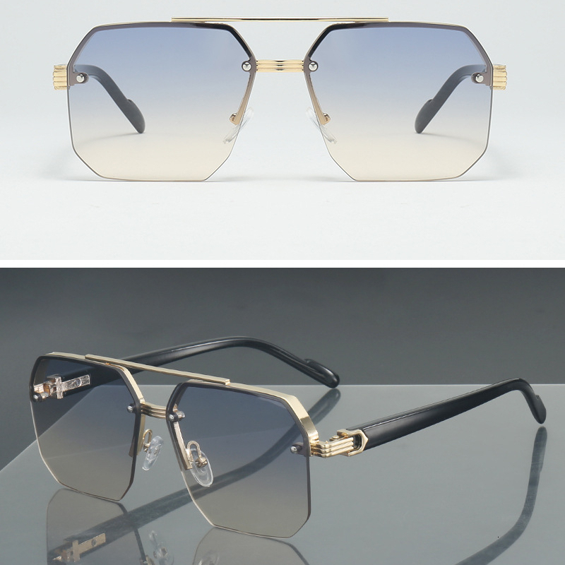 2026 Designer's New Niche Luxury High-end Sense Versatile Daily Casual Metal Square Half Frame Men's Sunglasses Fashionable And Trendy UV Re - view 9