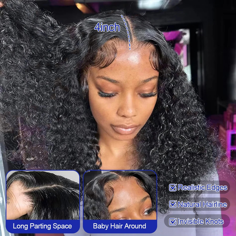 250 Deep Wave 13x6 HD Lace Frontal Wig Short Bob Wigs Glueless Human Hair Water Wave Curly Transparent Lace Front Wig For Women 260625 - view 4