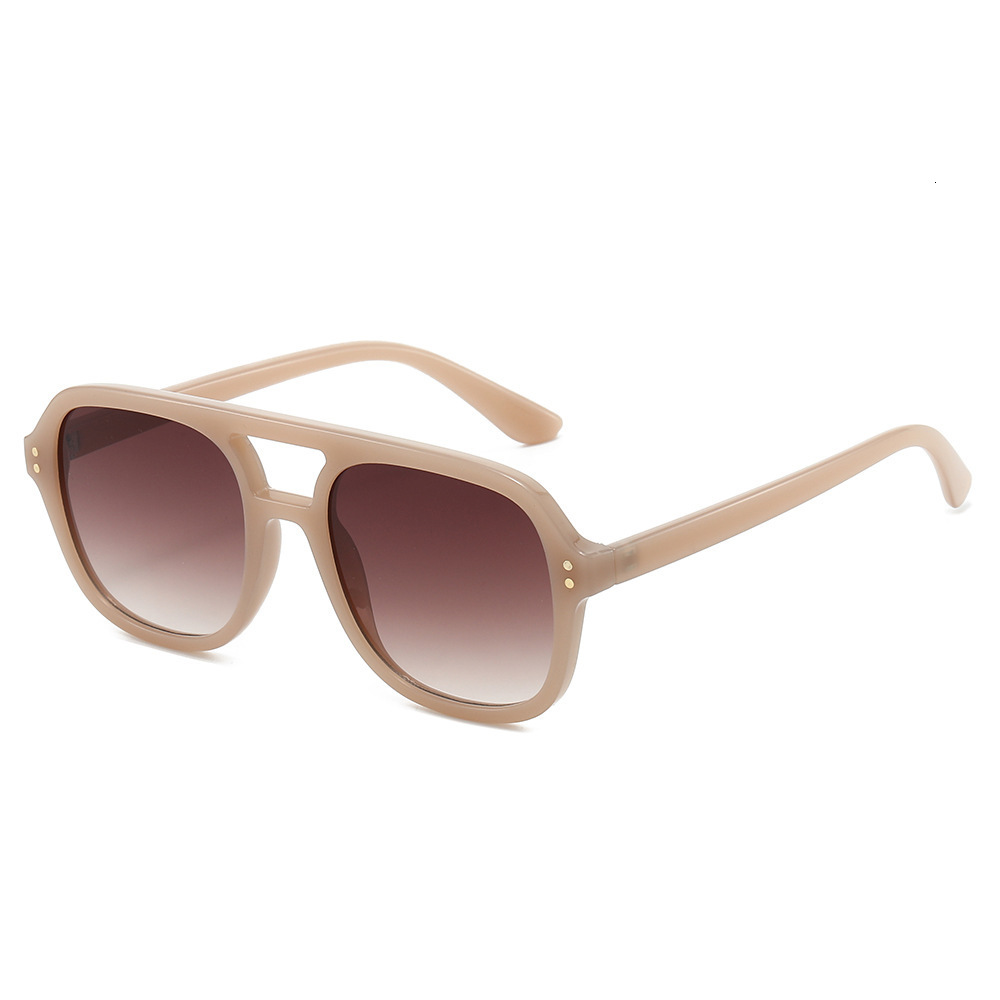 2026 New Fashion Sunglasses With Double Bridge, European And American Retro Simple Square Large Frame Glasses - view 3