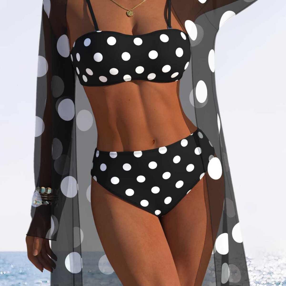 2026 New European And American Style Sexy Hot Girl Tie-String Printed Bikini Beach Three-Piece Set For Cross-Border Amazon - view 5