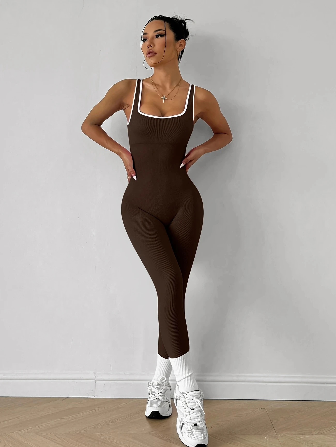 Jumpsuit for Women Workout Seamless Jumpsuits Yoga Ribbed One Piece Tank Tops Rompers Sleeveless Exercise Jumpsuits 260626 - view 6