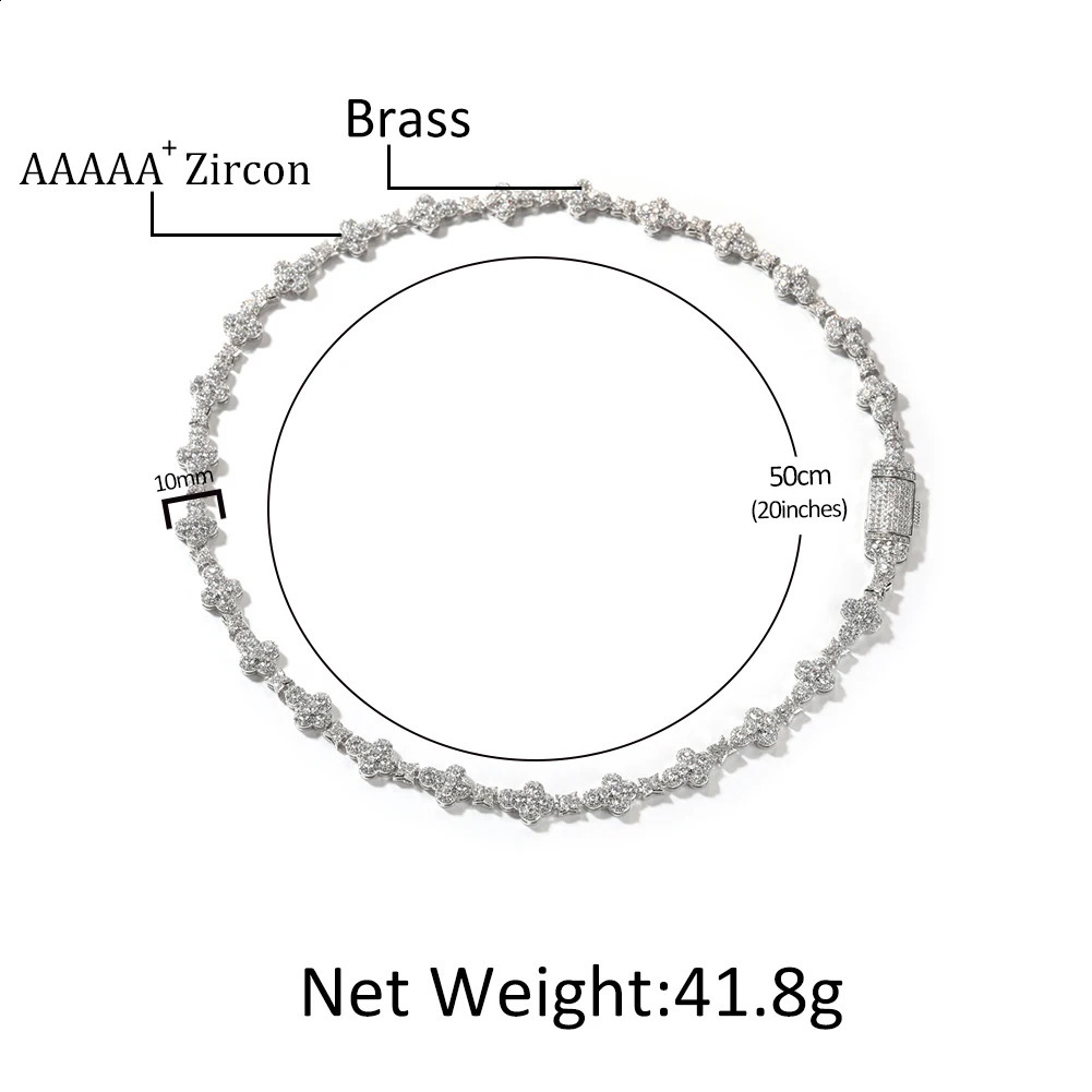 THE BLING KING 10mm Cross Link Chain Necklace Prong Setting 5A Cubic Zirconia Choker HipHop Fashion Jewelry For Party Gift 260626 - view 4