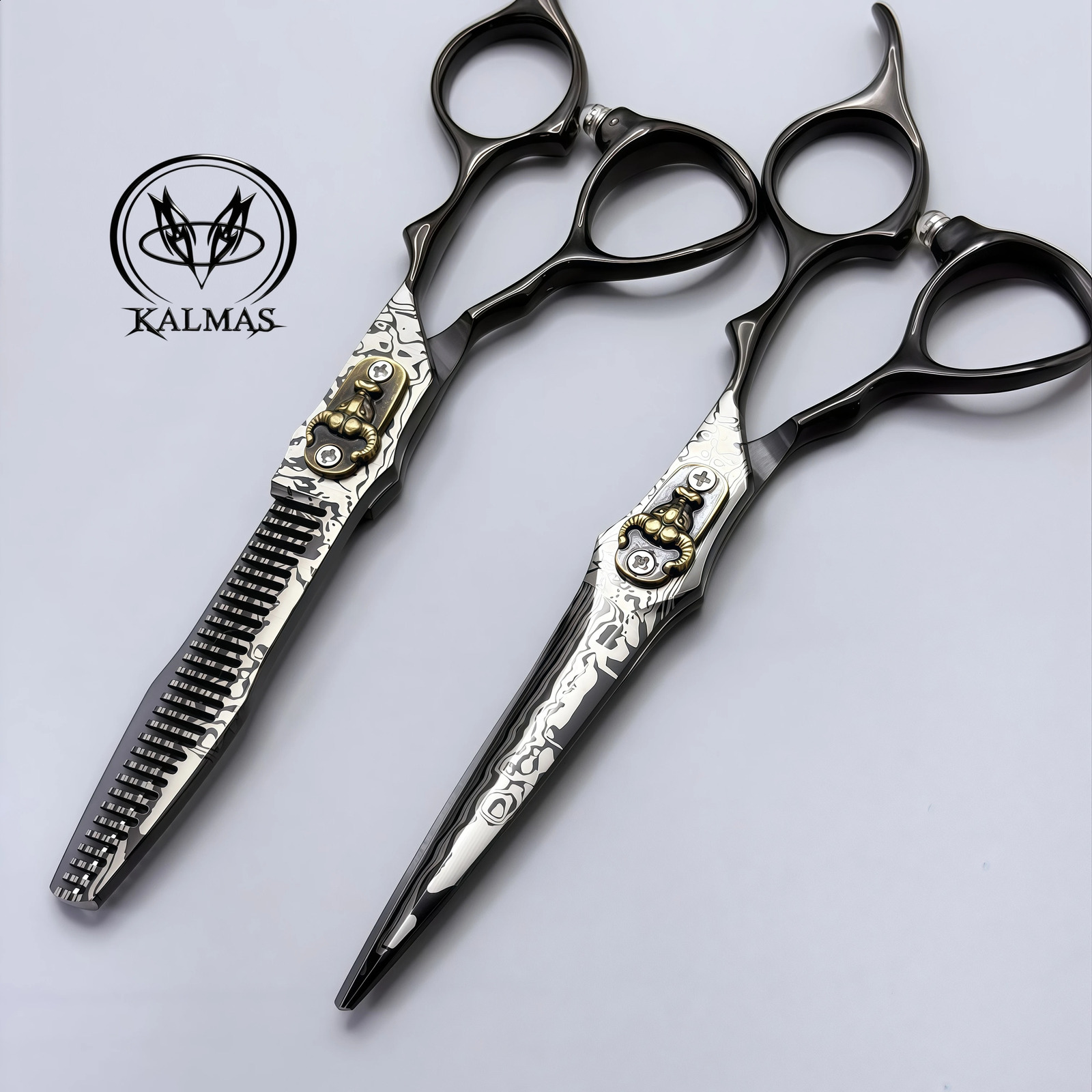 KALMAS Professional 6inch Hairdressing Hair Scissors VG10 Steel Barber Cut Thin Shears Kit for Stylists And Barbers 260615 - view 7