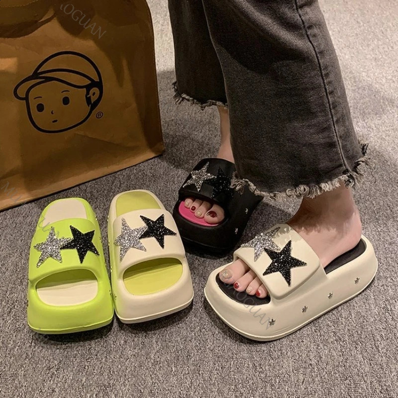 Summer 7CM Platform Slippers 2026 Fashion Shine Star Women Comfy Soft Sole EVA Slide ShoesS Non Slip Beach Vacation Sandals 260626 - view 1