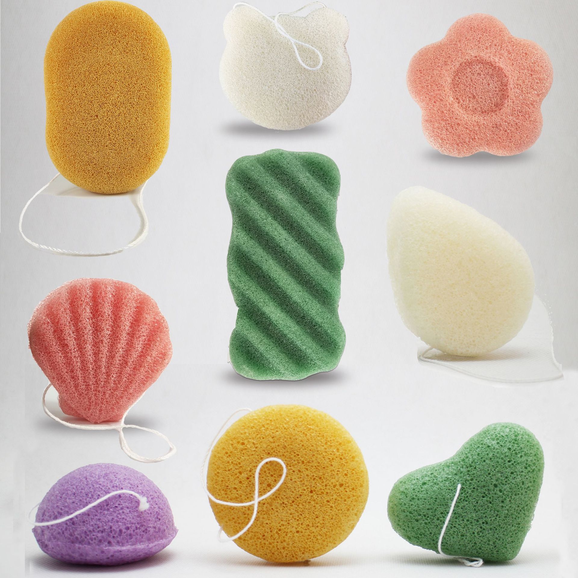 Hemispherical Konjac Sponge Facial Cleansing Puff, Bamboo Charcoal Konjac Face Sponge for Deep Pore Cleansing
