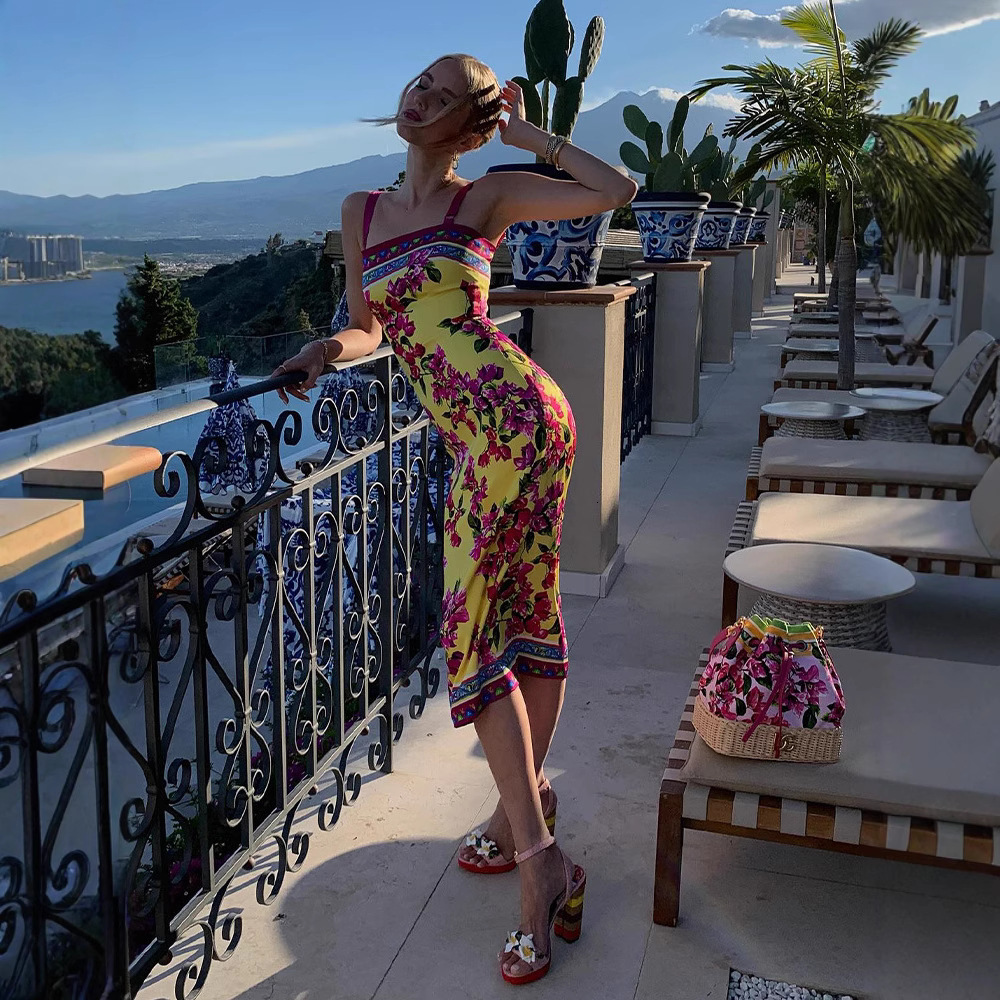 Womens Casual Mini Dress Womens Printed Thin Slit Sleeveless Elegant Slim Fit Summer Gown For Women Daily Daily Shopping Street Vacation Outfits - view 5