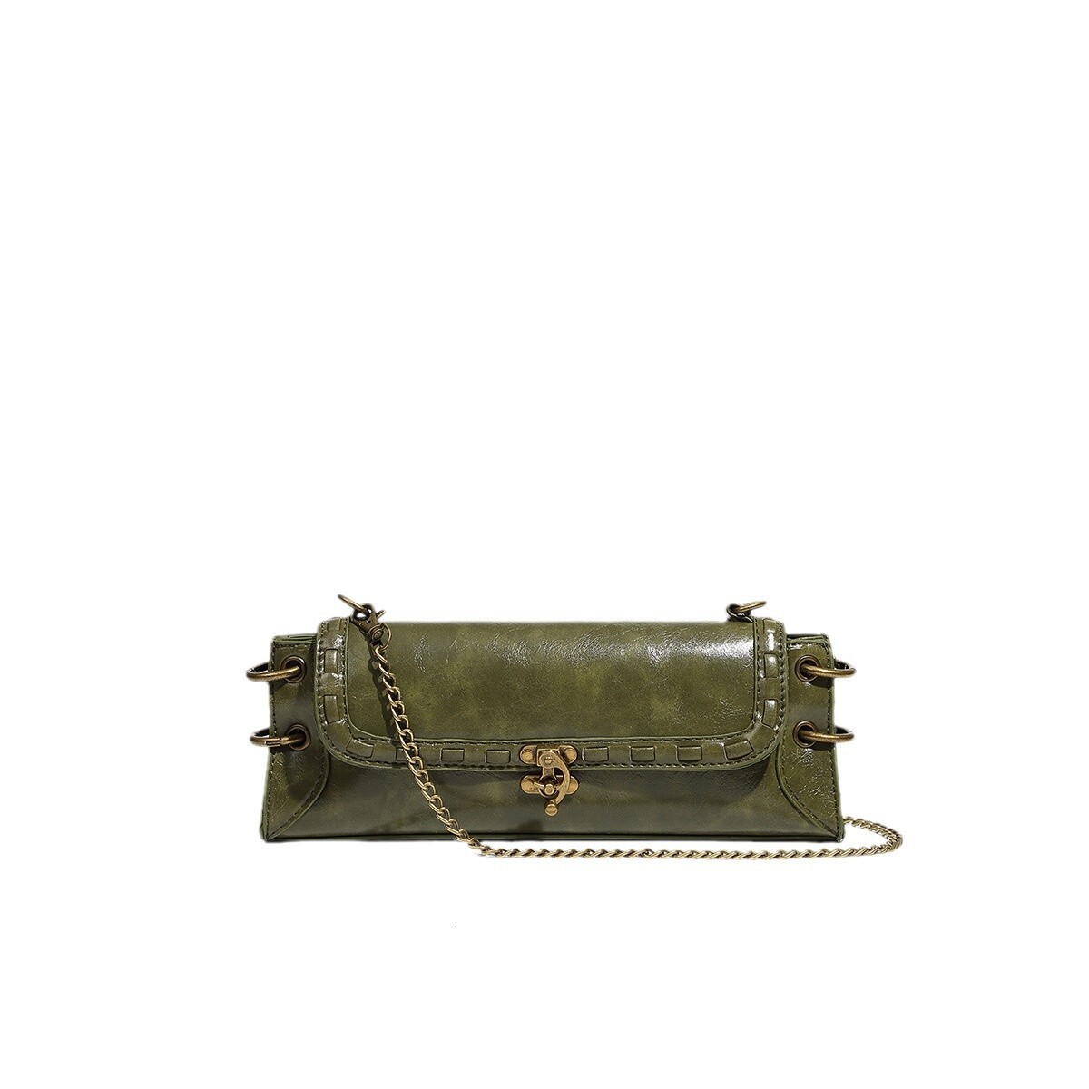 Lock Buckle Bronze Gold Crossbody Single Shoulder Clutch Underarm Chain Women S Trendy Small Square Bag - view 6