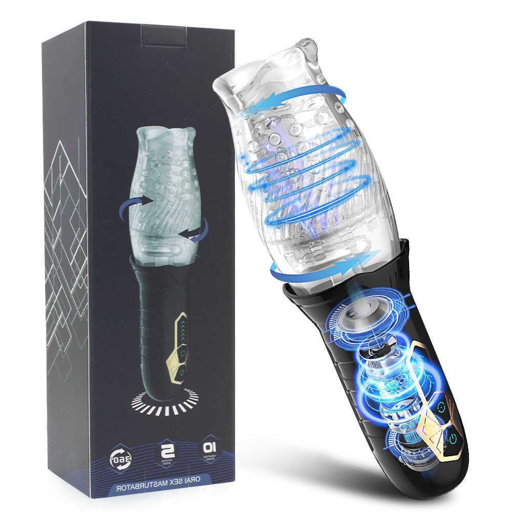 Automatic Masturbator Cup 360 Male Rotating Penis Blowjob Pussy Stimulator Vagina Real Oral Vibrator Sex Toys for Adults Men M260626
