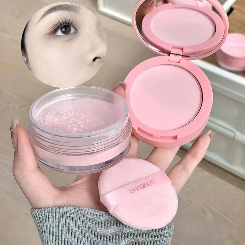 Rose Pink Makeup Loose Powder 2-in-1 Setting Powder Waterproof Oil Control Lavender Purple Transparent Pressed Powder Concealer 260625