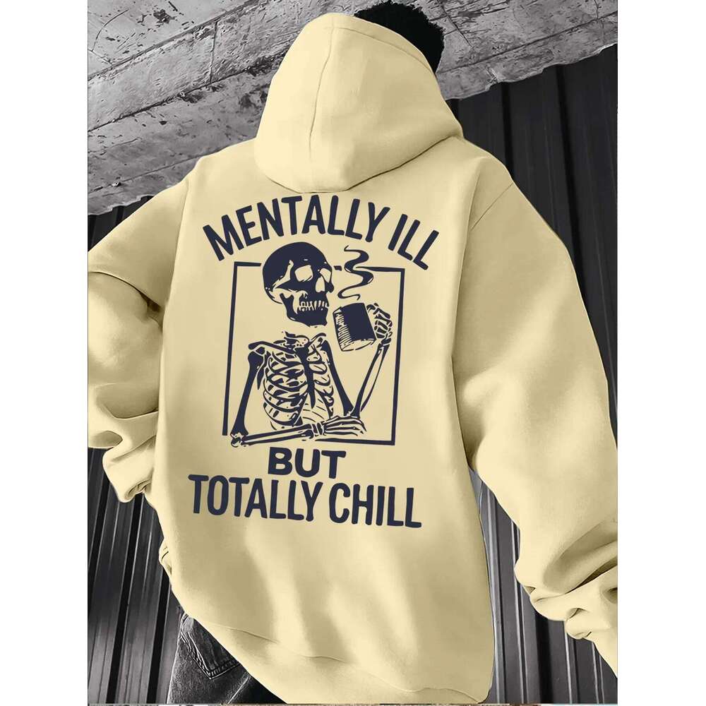 Men's women's American street retro skull elements fun letter fashion hoodies, essential, with soft and warm lining W260626 - view 6