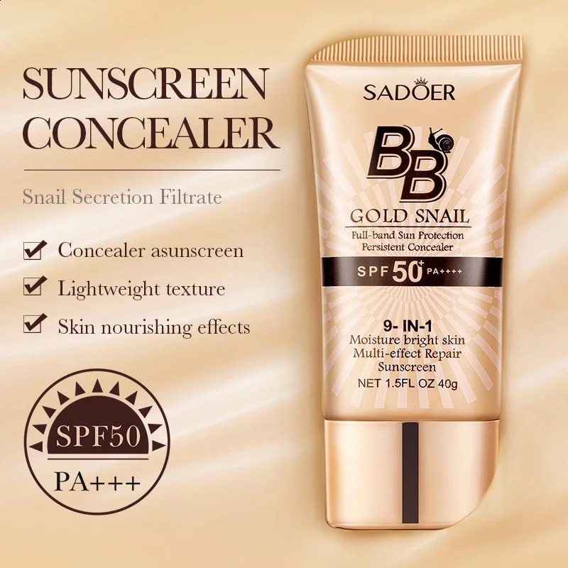 SADOER Gold Snail Sunscreen BB Cream Foundation Concealer Moisturizing Isolation Cream SPF50PA 40g 260625 - view 3