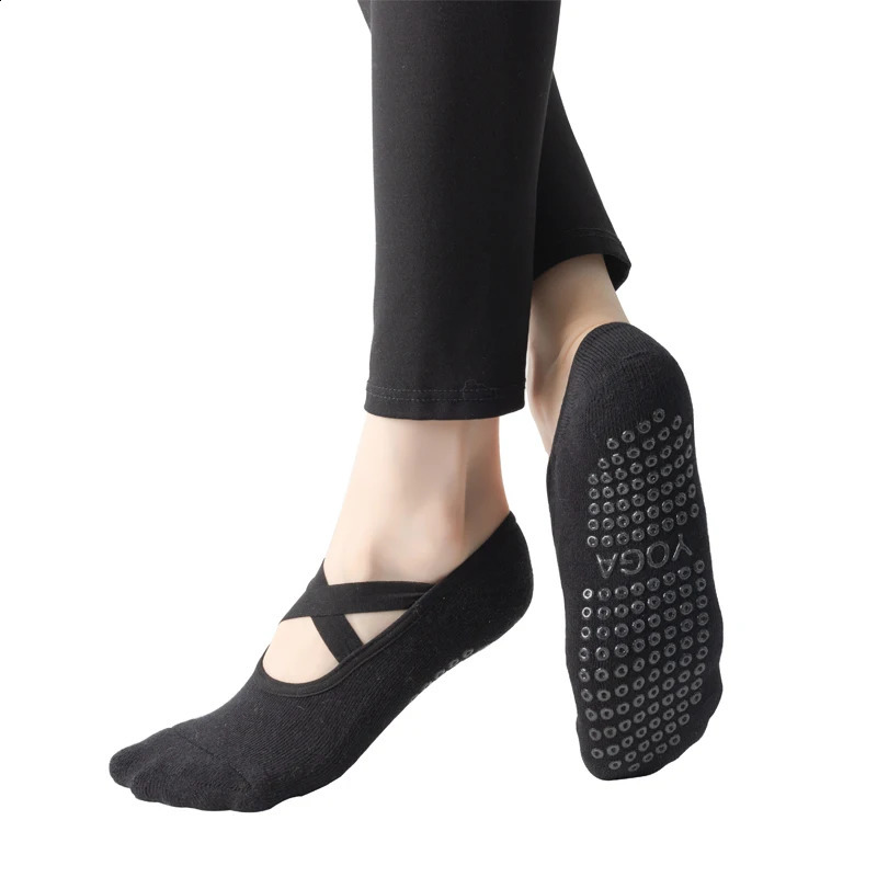 Women Breathable Towel Bottom Yoga Socks Silicone Non-Slip Bandage Pilates Sock Ladies Ballet Dance Fitness Workout Cotton Socks 260626