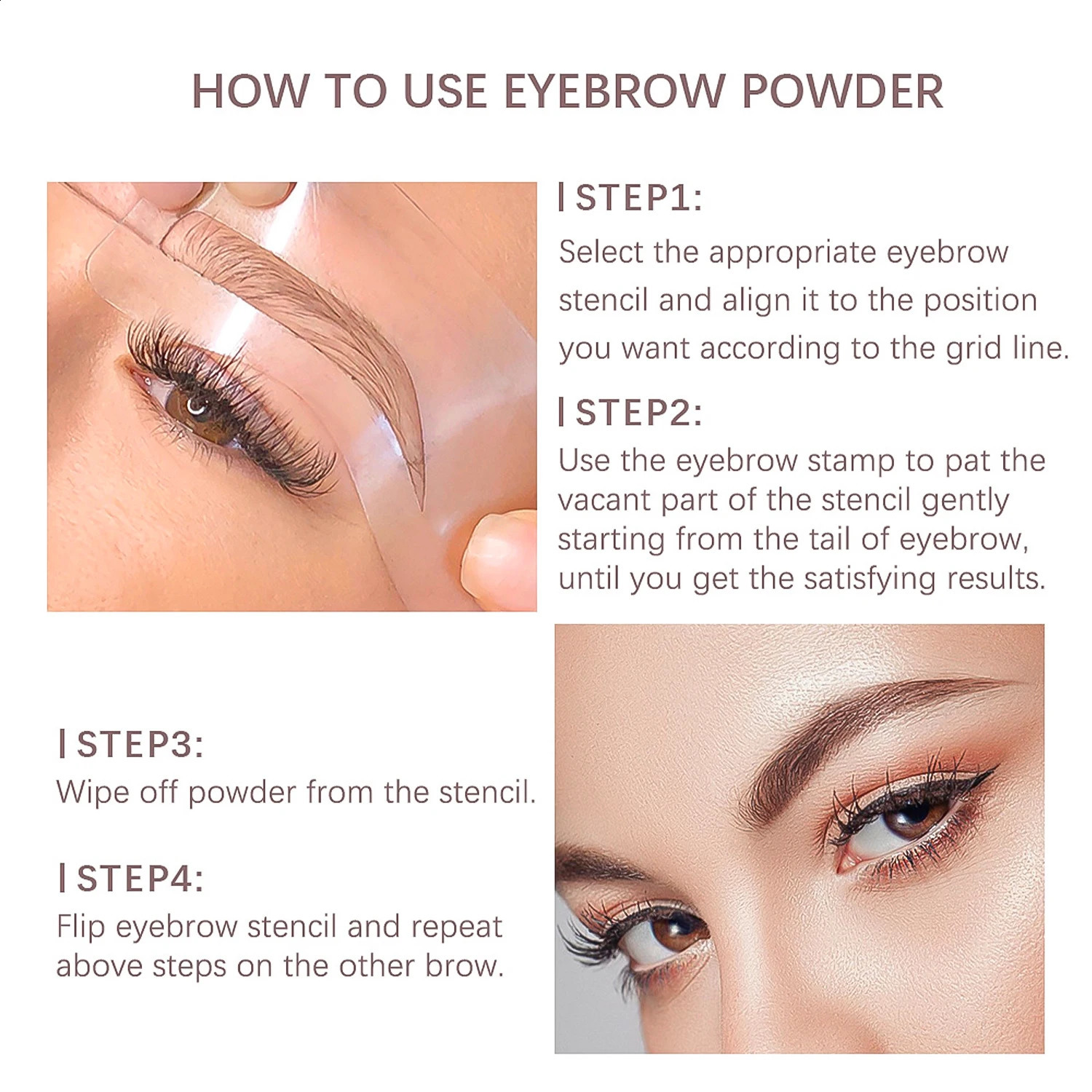 Eyebrow Stamp Stencil Kit - 1 Pcs Eye Brow Stamp Shaping Kit Long-Lasting Waterproof Eyebrow Makeup Brow Shape with 10 PCS 260626 - view 7