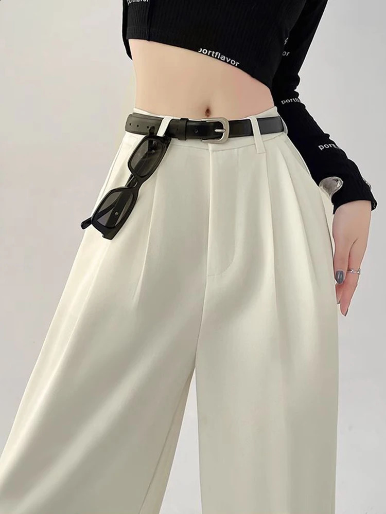 Botvotee Causal Suits Pants for Women Office Elegant Chic Wide Leg High Waisted Black Trousers with Belt Streetwear Y2k Fashion 260625 - view 7