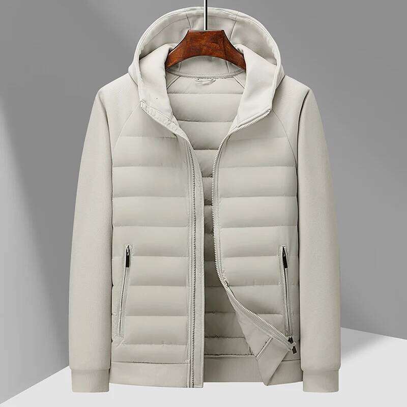 High-quality men's fashionable stylish autumn winter 90 jacket with a hooded knitted sleeve and light down J260626 - view 4