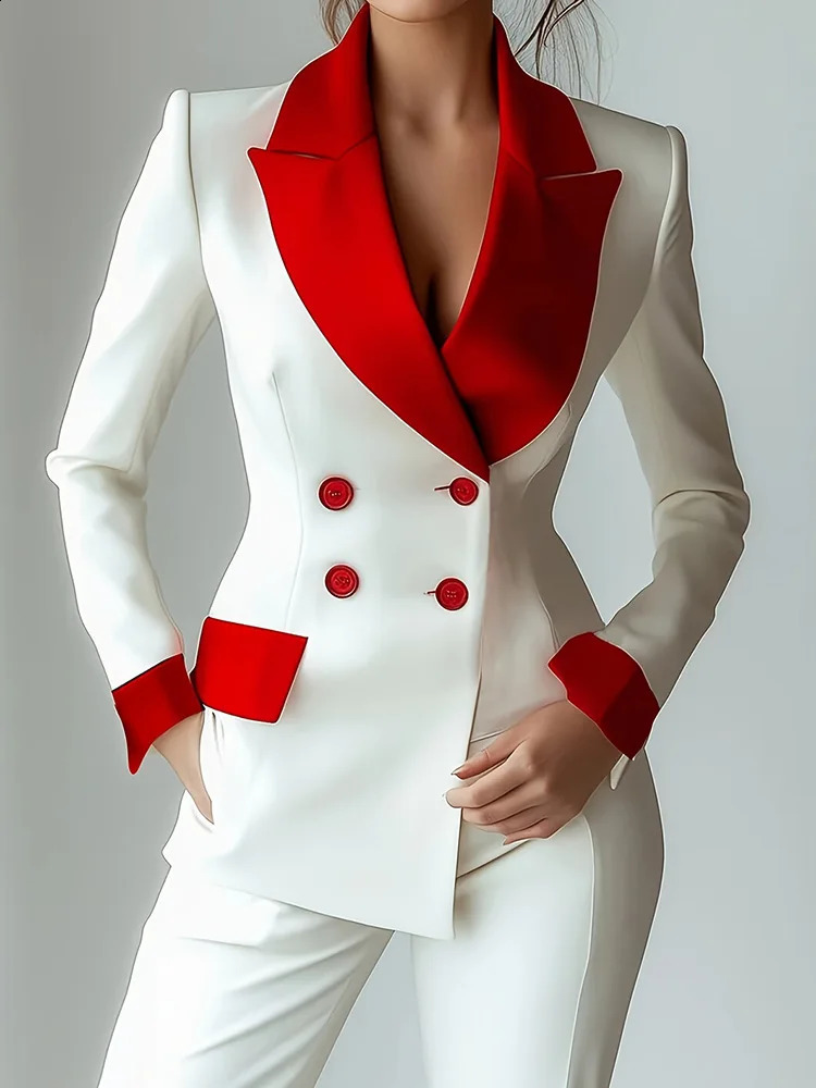 Womens High Street Fashion Blazer Spring Summer Long Sleeve Button Patchwork Jacket Notched Collar DoubleBreasted Ladies Coat 260625
