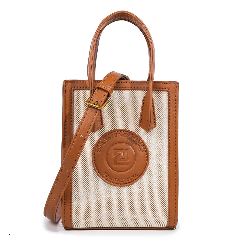 New High-End Niche Women Mini Handbag, Textured Canvas Original Color Block Versatile Shoulder Crossbody Bag - view 6