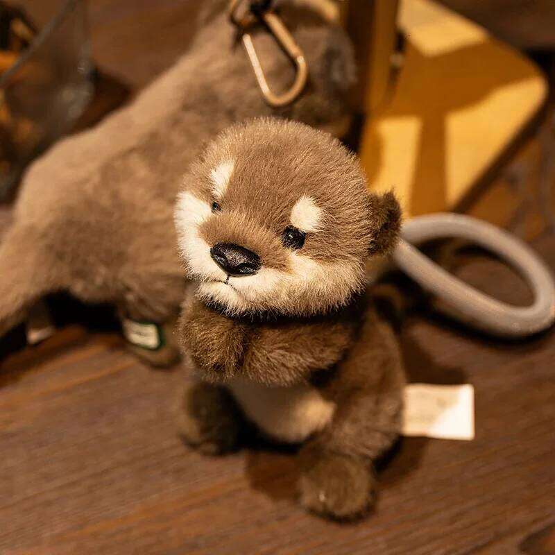 Cute Plush Keychain Realistic Stuffed Otter Animal Pendant Doll Soft Plushies Key Ring for Bag Decoration Gifts Girl 26Y0626 - view 6