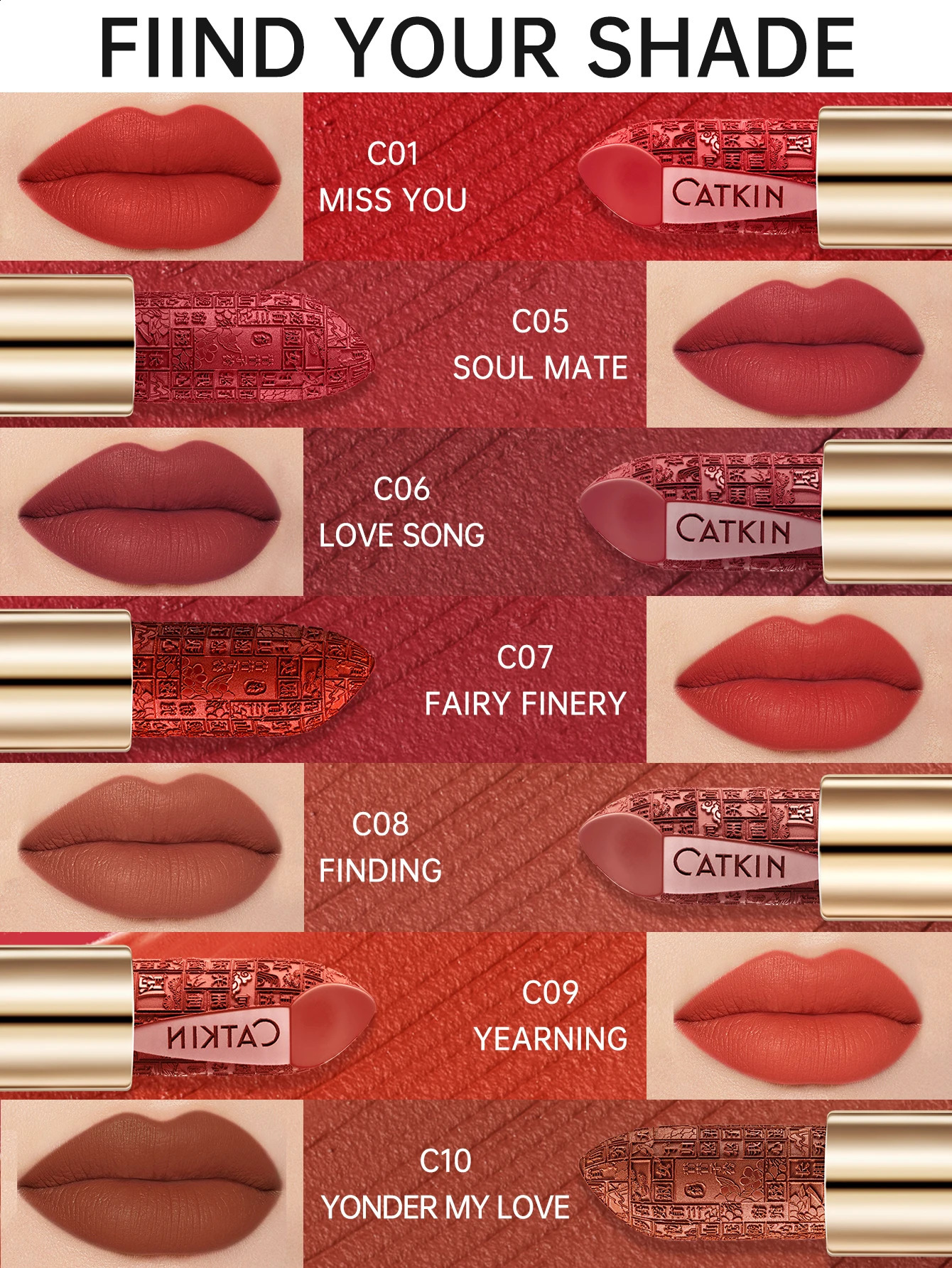 CATKIN Dreamworld Carving Lipstick Waterproof Long Lasting Satin Nourish izing Smooth Soft 013 Ounce-Chinese Style 260626 - view 7