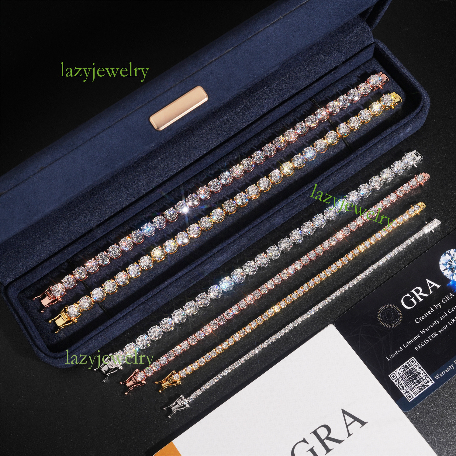 Brilliant VVS Moissanite diamond set tennis necklace high fashion jewelry 6mms925 silver ice crystal chain bracelet - view 6