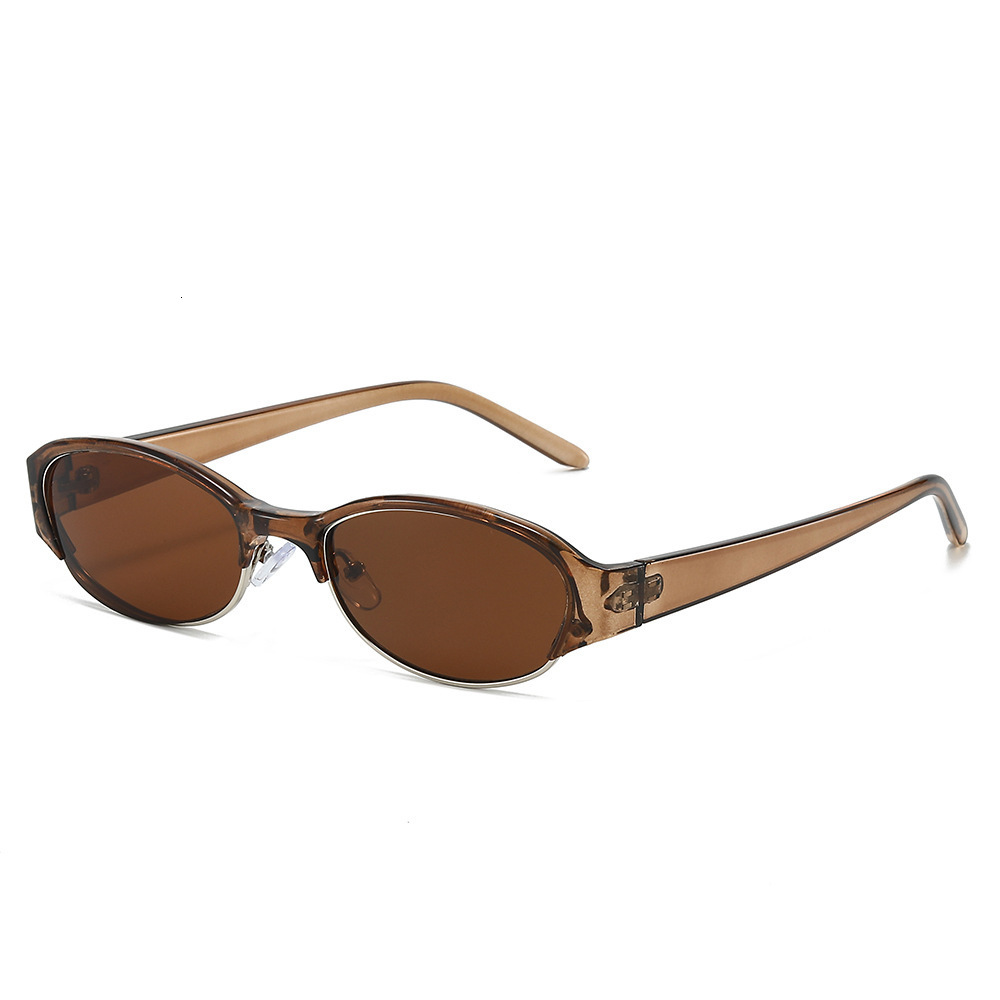 2026 New Small Frame Cat Eye Style Personalized Half-Frame Metal Fashion Oval Sunglasses For Men And Women - view 4