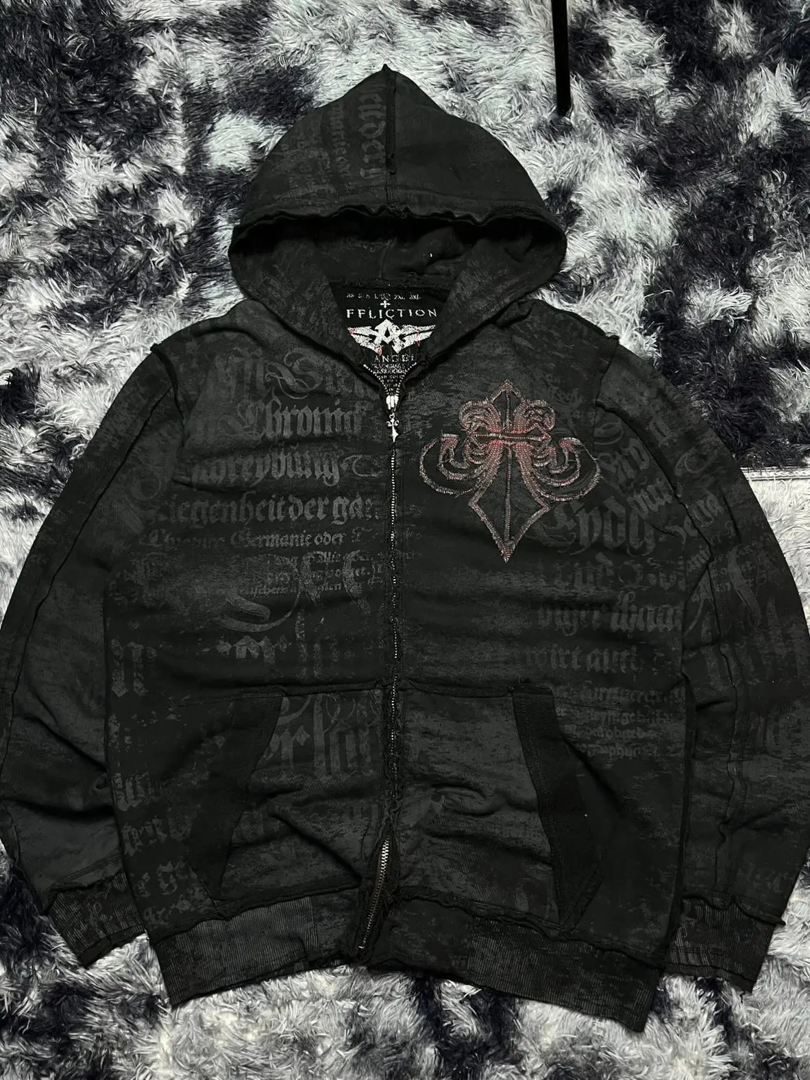 Gothic Dark style Affliction Fashion Hoodie Skull Oversize Zipper Hoodie Men Women Hip Hop Casual Sweatshirt Personality Hoodie 260626 - view 4