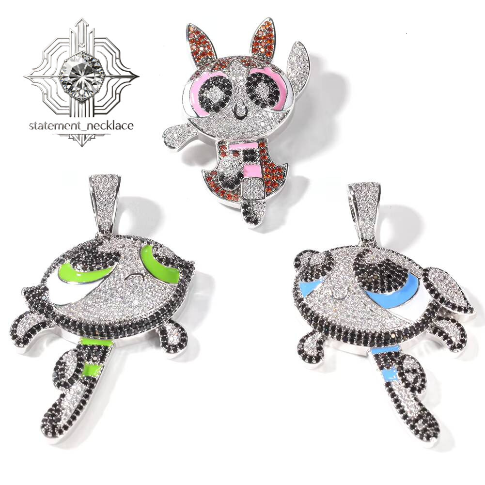Cute Bubble Jewelry Iced Moissanite Diamond Flying Girl Necklace Children's Cartoon Hip Hop Pendant