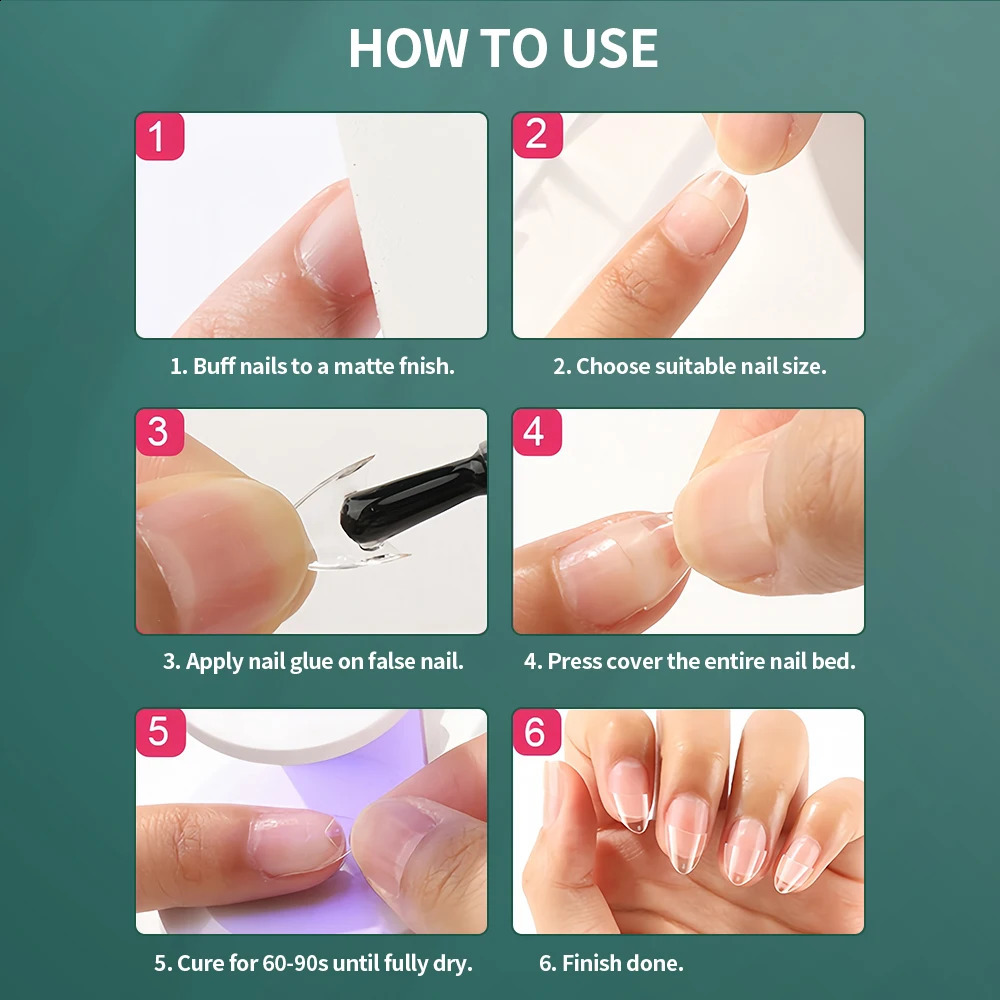 Nailpop Short Nail Tips Half Cover 600PCS Short Square Soft Gel Pre-shaped Clear False Nails with Handles for Nail Salon 260626 - view 6
