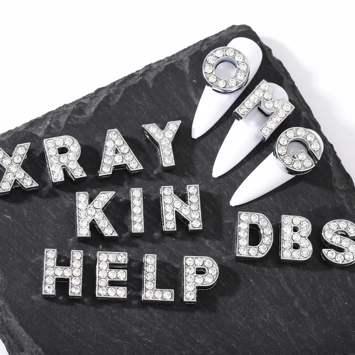 26 pcs / pack European wind rhinestone English letter diy nail decoration y2k metal wind large diy nail accessories 260623 - view 6