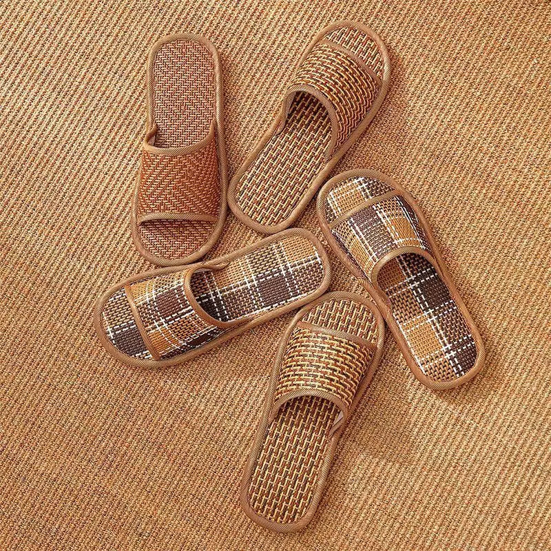 Summer Woven Rattan Strap Slipper For Home Use Sandals Women Portable Bamboo Sticks Weaving Slides Indoor Floor Anti-Slip Shoes 260624 - view 4