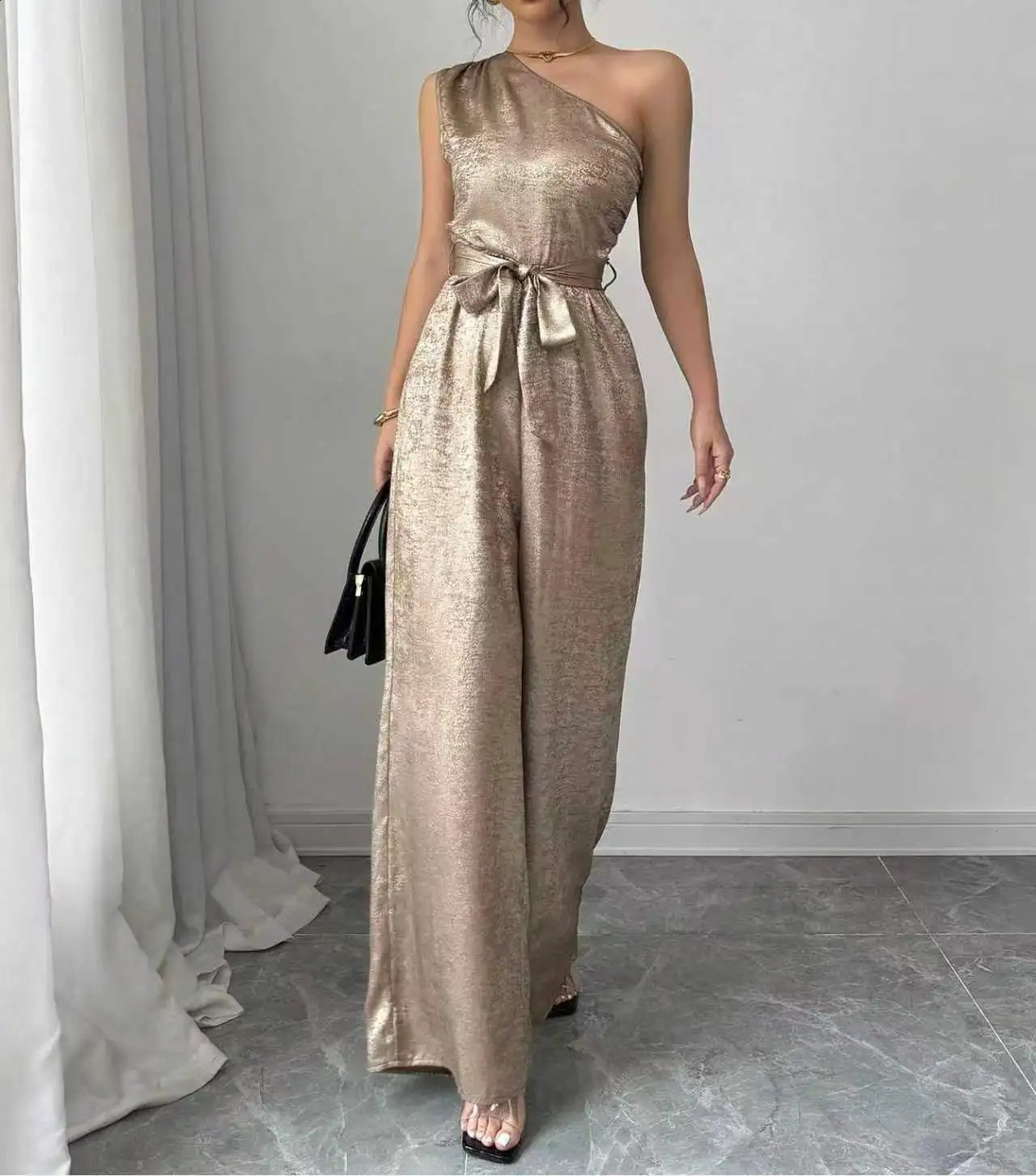 Women High Waist White Halter Neck Zip Front Wide Leg Jumpsuit Elegant Sleeveless Casual Party Vacation Romper 260626 - view 5