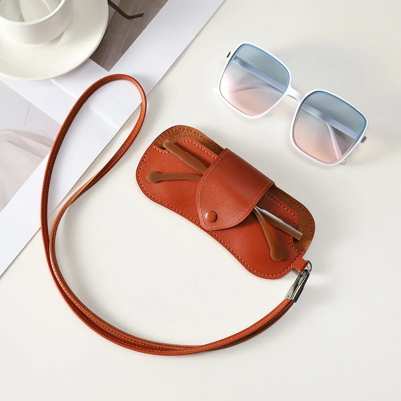 Hanging Neck PU Leather Glasses Bag Street Trendy Sunglasses Storage Bag Convenient for Going Out Eyewear Case Protective Cover 260625 - view 4
