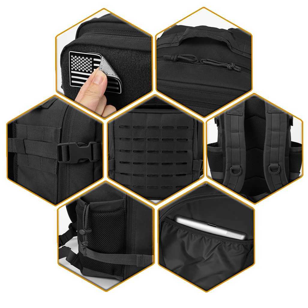Bag 25L Tactical Backpack Outdoor Fitness Backpack MOLLE Backpack Womens/Mens Hiking Survival Backpack Mens Dual Cup Holder M260626 - view 6