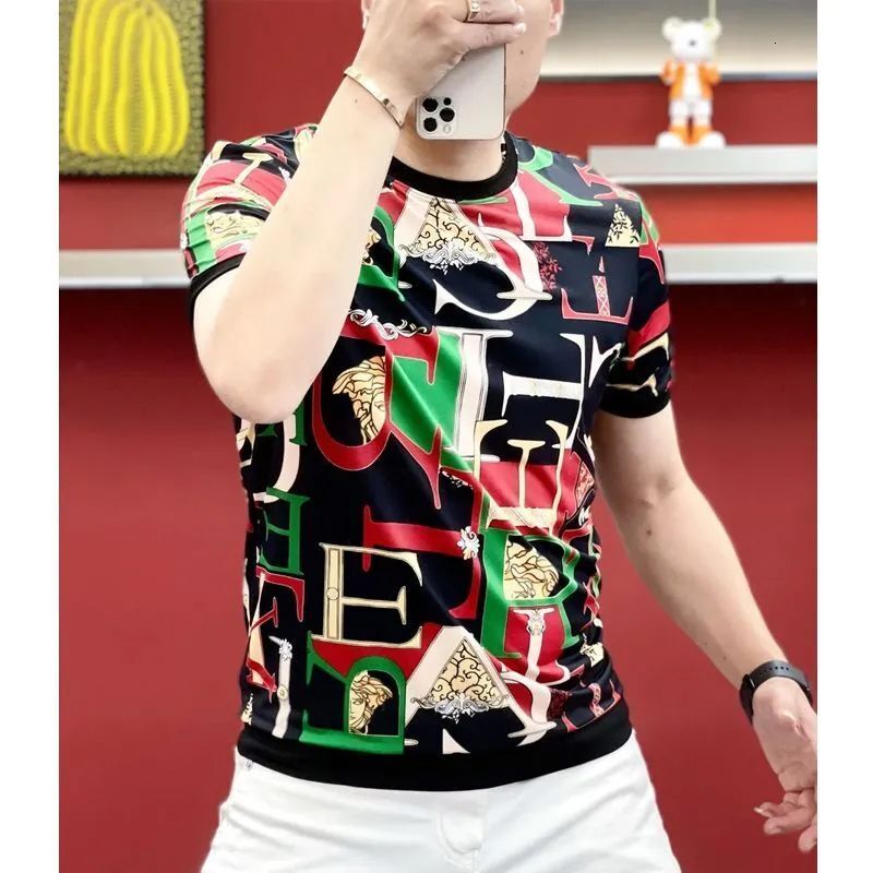 2026 Summer New Fashion Men's Round Neck Trendy Slim Fit Printed Versatile Niche Casual Short Sleeve - view 4