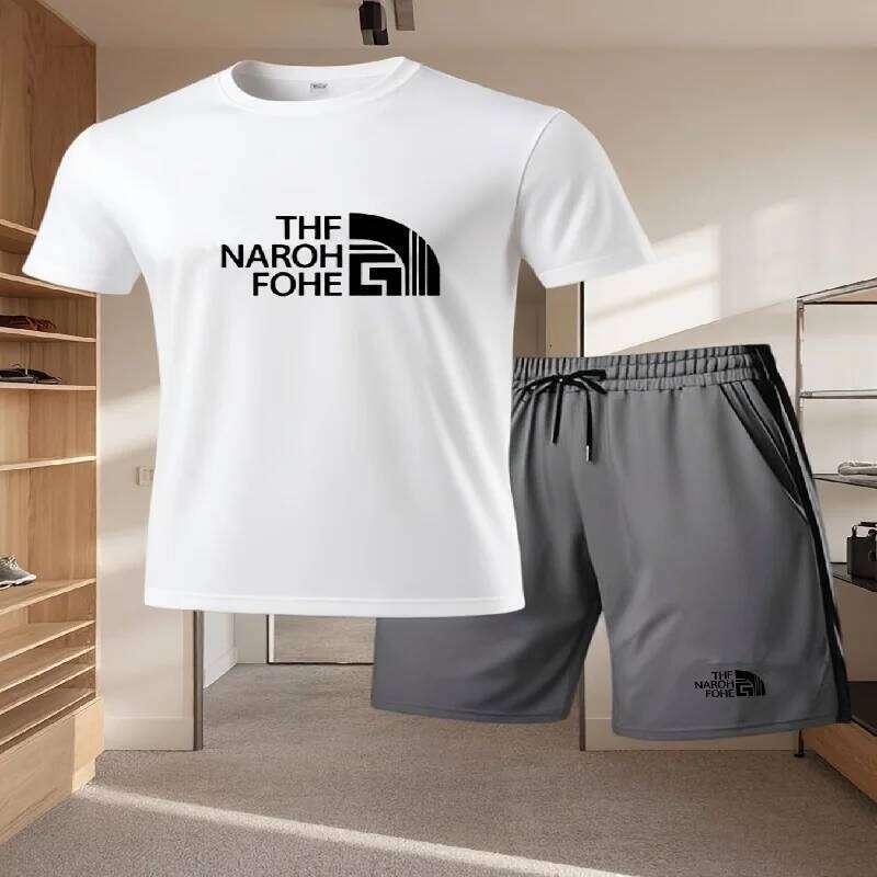 Fashionable summer casual T-shirt and shorts round neck men's short sleeved breathable sports set two-piece 26Y0626 - view 4