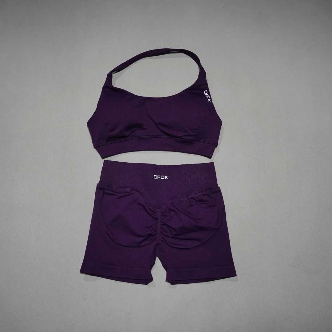 Piece DFDK Women Fashion 2 Sports Matching Set Lace Up Push Up Sports Bra Seamless High Waist Shorts Leggings Butt Lift Yoga Gym M260626 - view 4