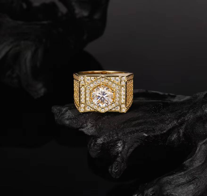 Seven Color Moissanite Rings Gra Certified 925 Sterling Silver Mens Classic 18K Gold Plated Brilliant Cut Prong Setting Custom - view 4