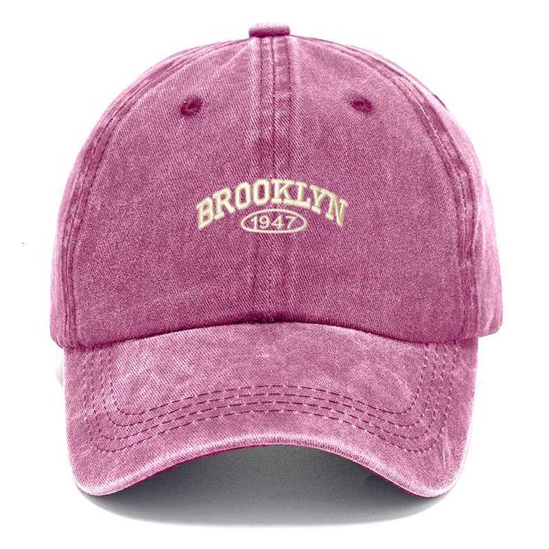 Letter Dad Embroidery Retro Streetwear Outdoor Sun Hats Cotton Washed Baseball Men Women Vintage Brooklyn Adjustable M260626 - view 7
